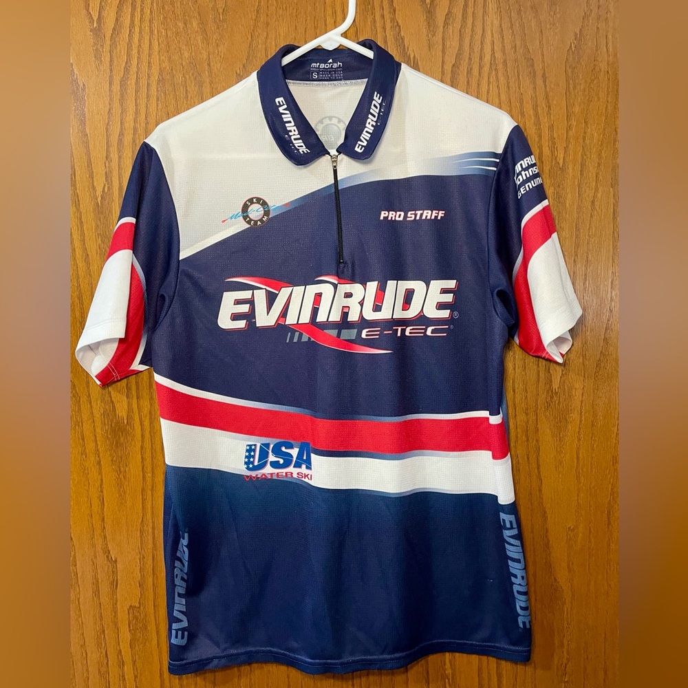 Vintage Evinrude E-TEC Shirt Logo Short Sleeve Embroidered Official Men Sz  SM